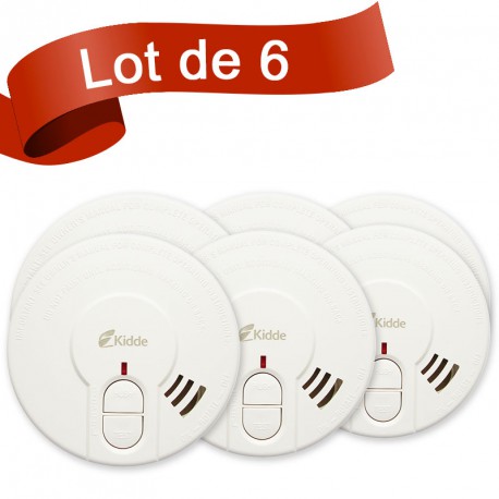Lot de 6 détecteurs de fumée Kidde 29HLD-FR