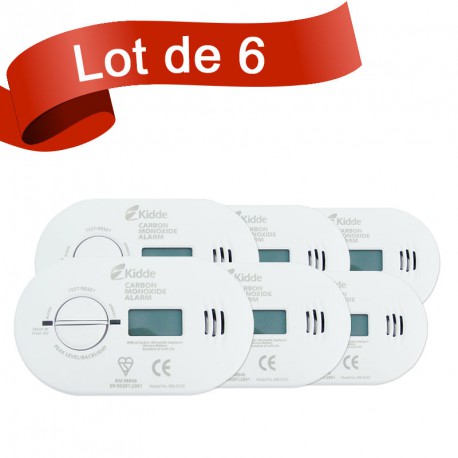 Lot de 6 détecteurs de Monoxyde de Carbone Kidde 900-0230