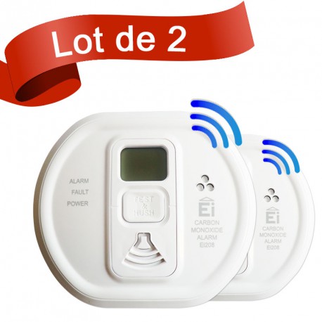 Lot de 2 détecteurs de monoxyde de carbone Ei Electronics EI208DWRF